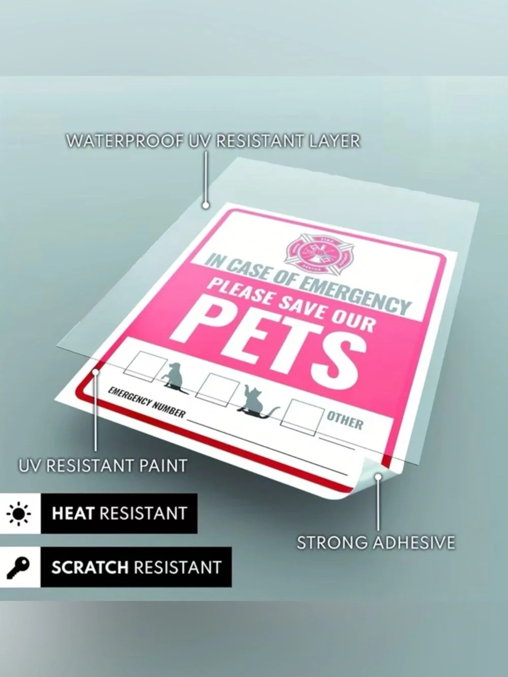 Please Save Our Pets Emergency Sign - Red & White